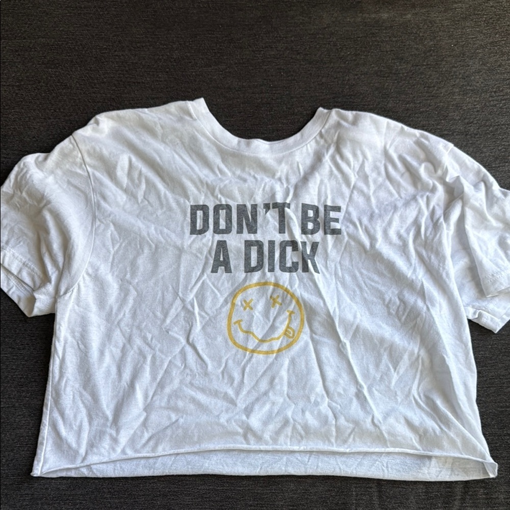 White Graphic Tee with Yellow Smiley